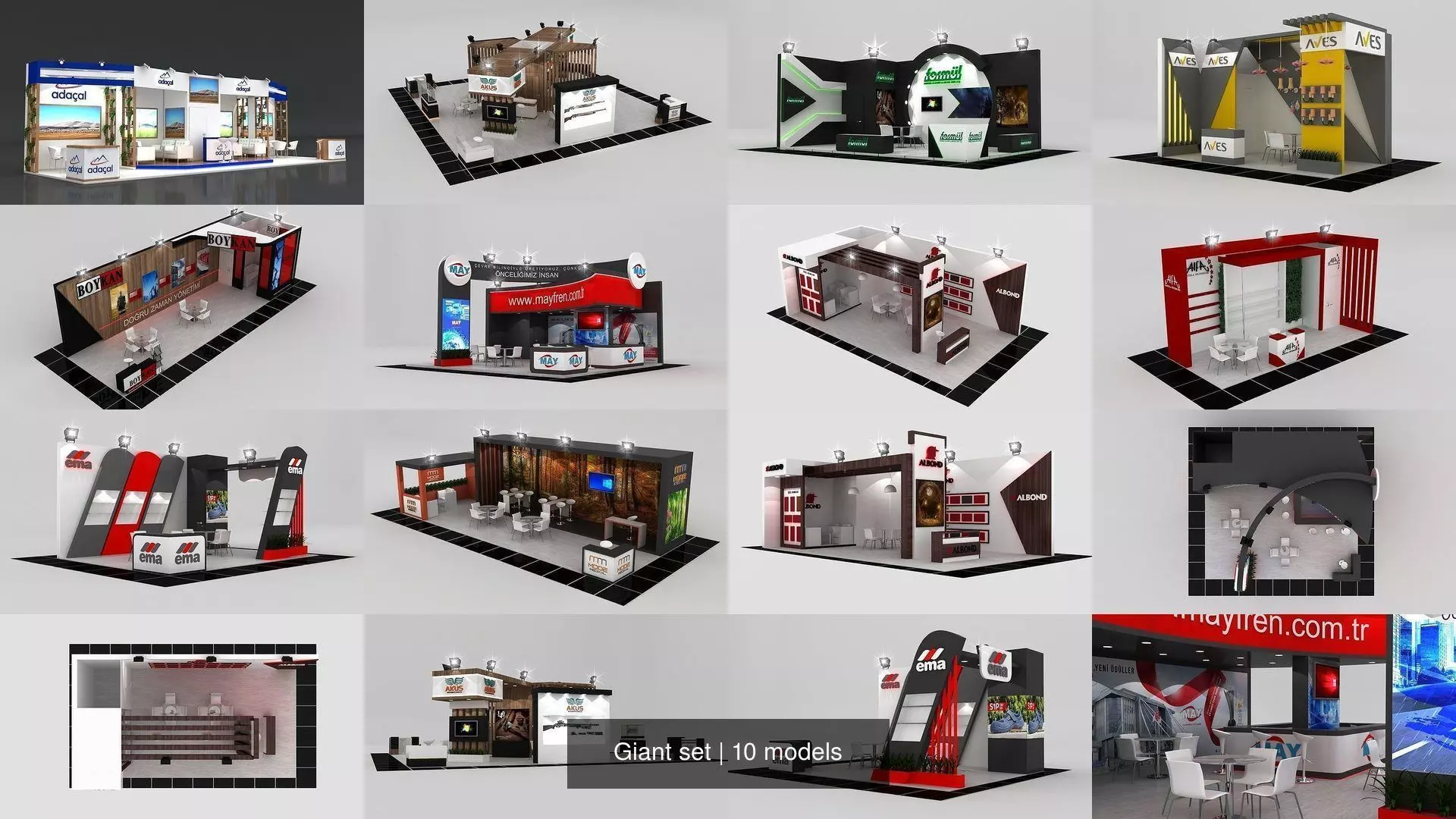 Giant set exhibition stand design for company 3D Model Collection