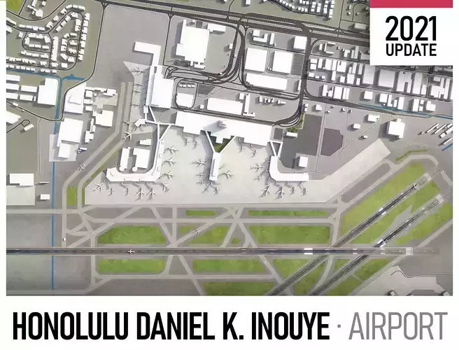 Honolulu Airport Low-poly 3D model