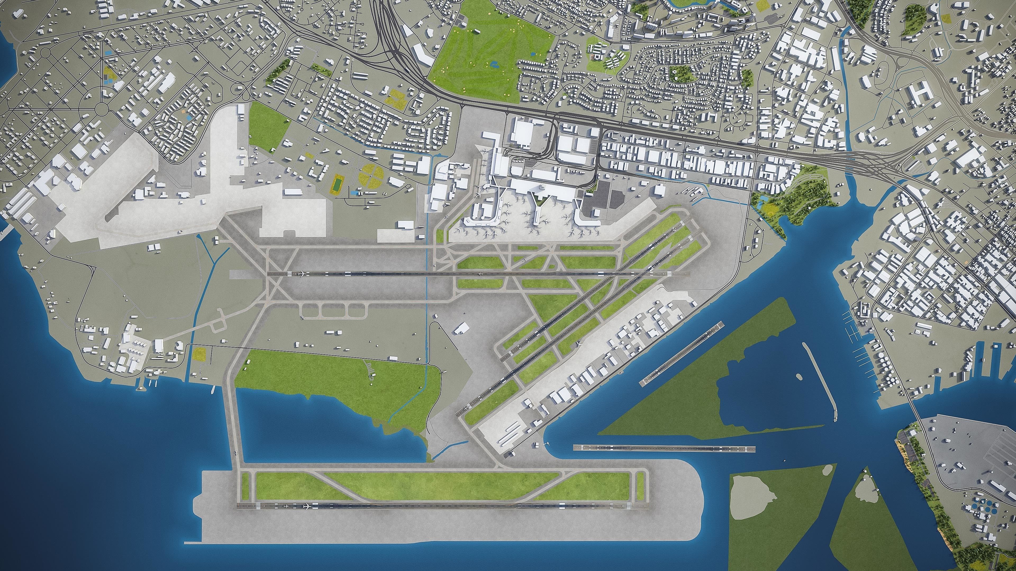 Honolulu Airport Low-poly 3D model_9