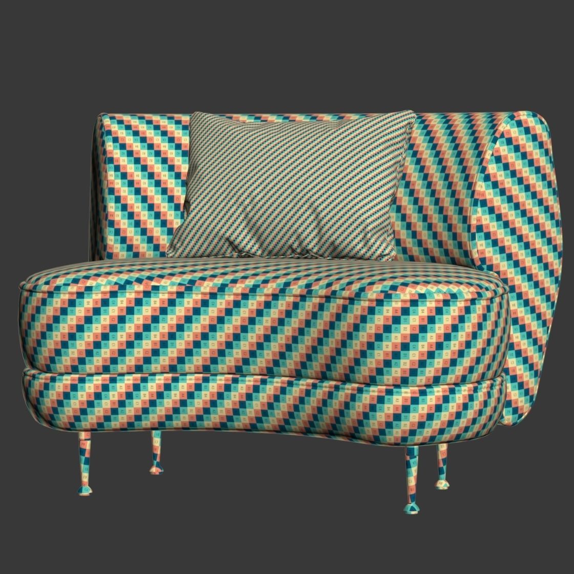 Gabriel curve armchair  3D model_6