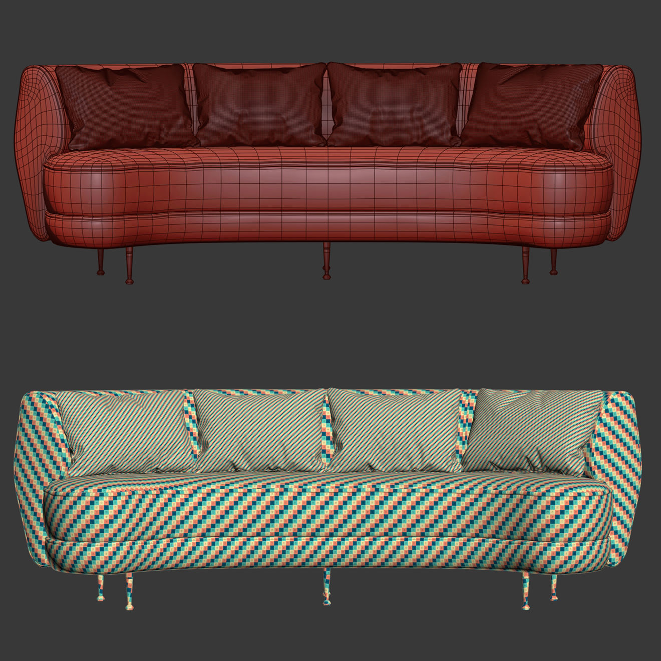 Gabriel curve loveseat  3D model_1