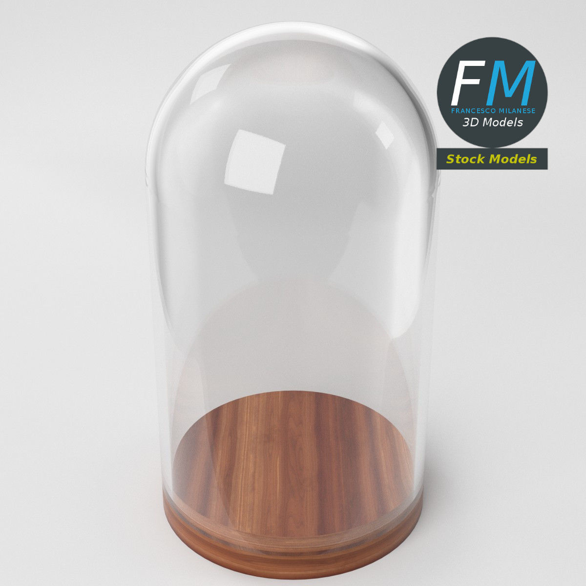 Glass dome with base 3D model_5