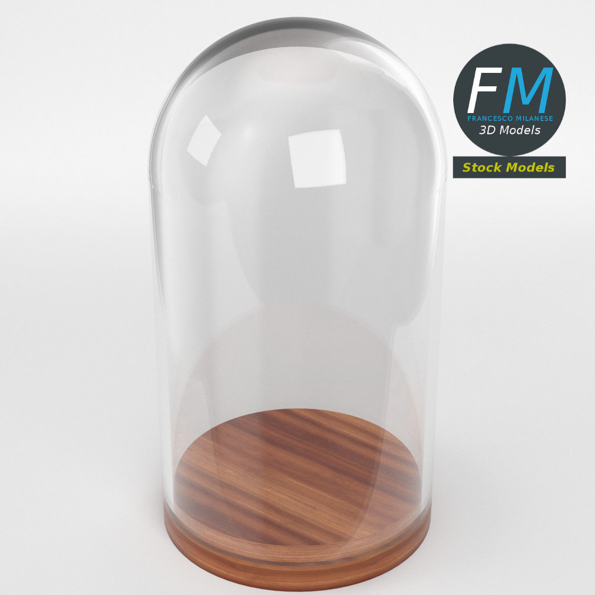 Glass dome with base 3D model_2