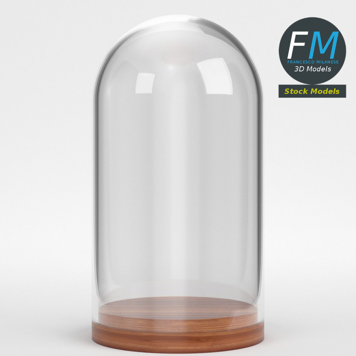 Glass dome with base 3D model_3