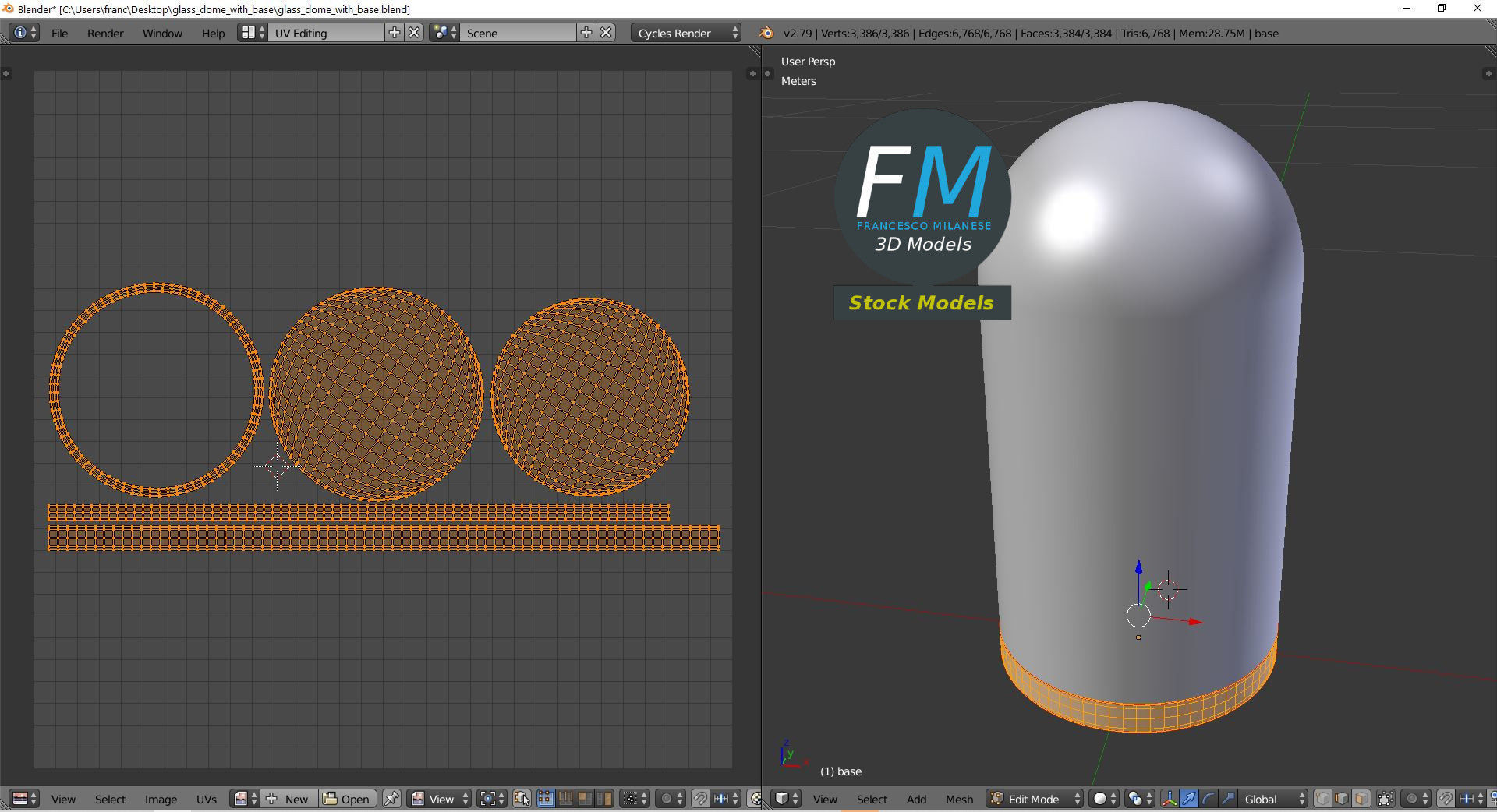 Glass dome with base 3D model_10