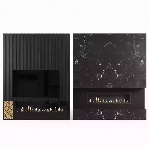 Fireplace set with marble 3D model