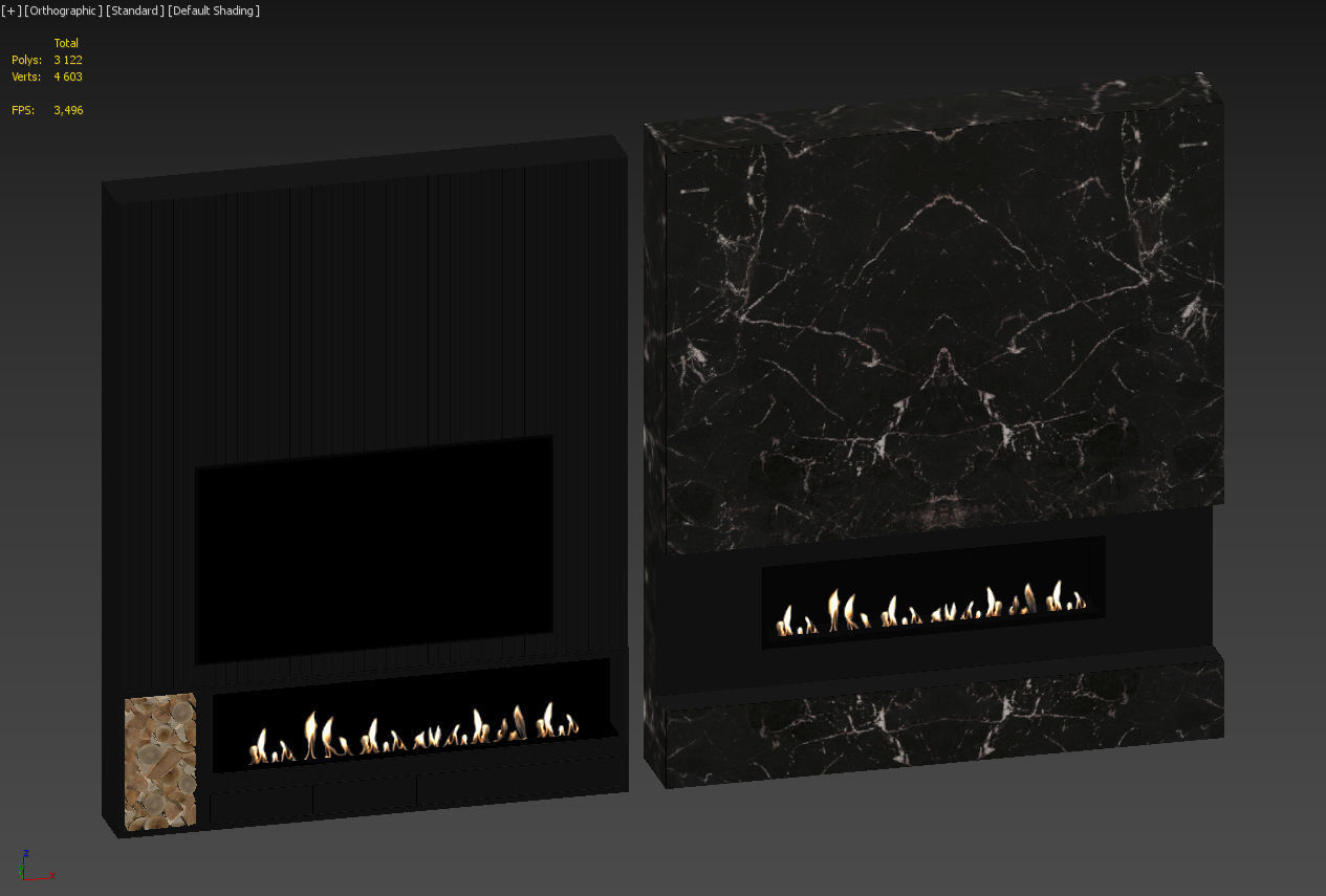 Fireplace set with marble 3D model_5