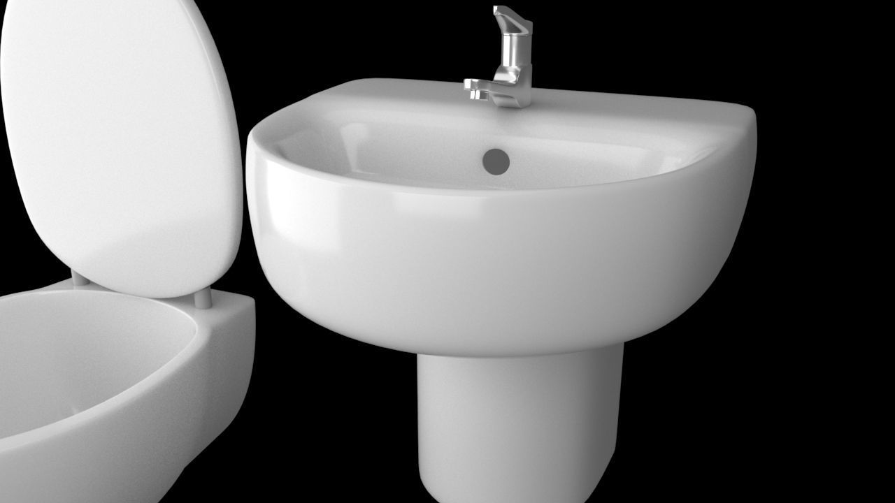 WC tub Low-poly 3D model_3