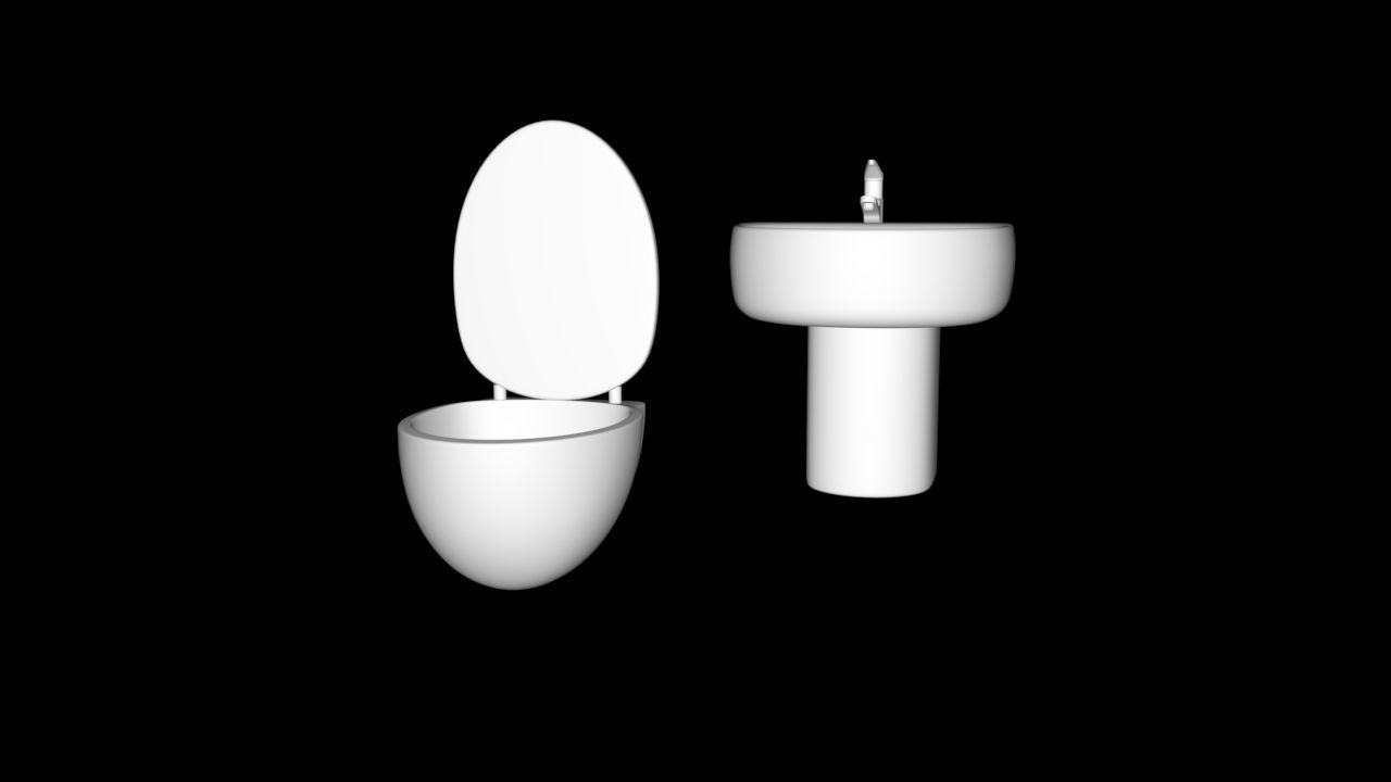 WC tub Low-poly 3D model_2