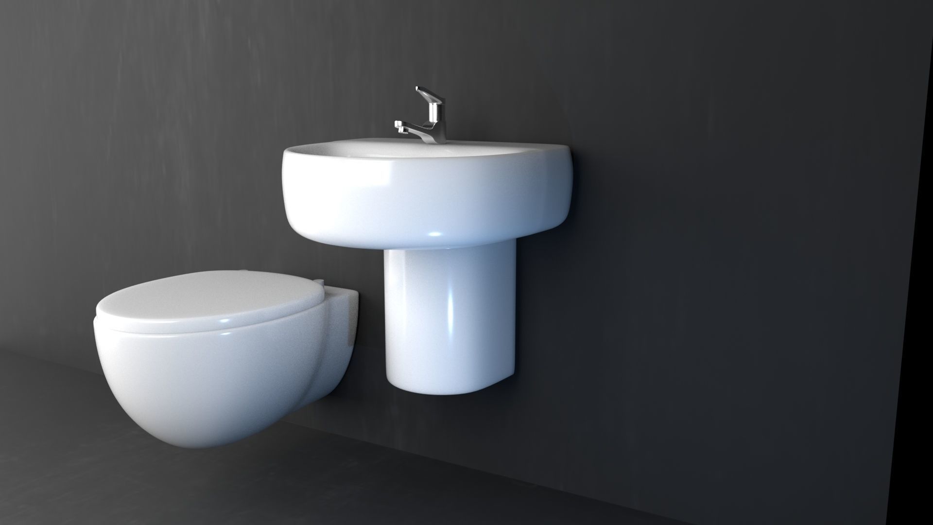 WC tub Low-poly 3D model_4