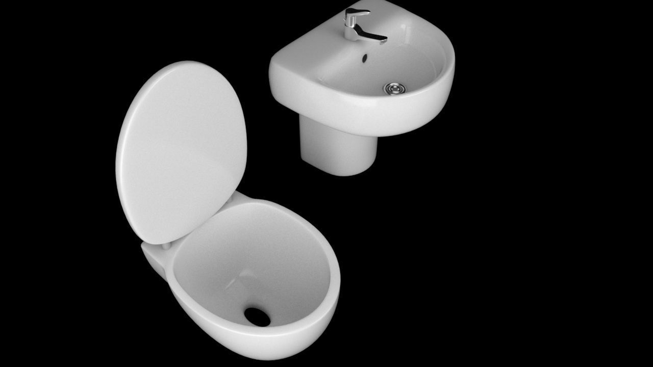 WC tub Low-poly 3D model_1