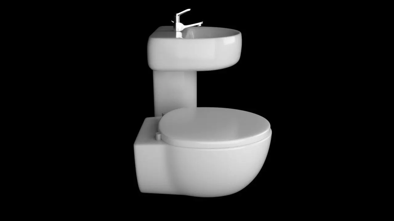 WC tub Low-poly 3D model_0