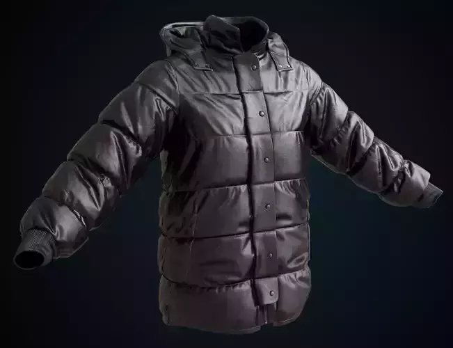 Black winter jacket Low-poly 3D model