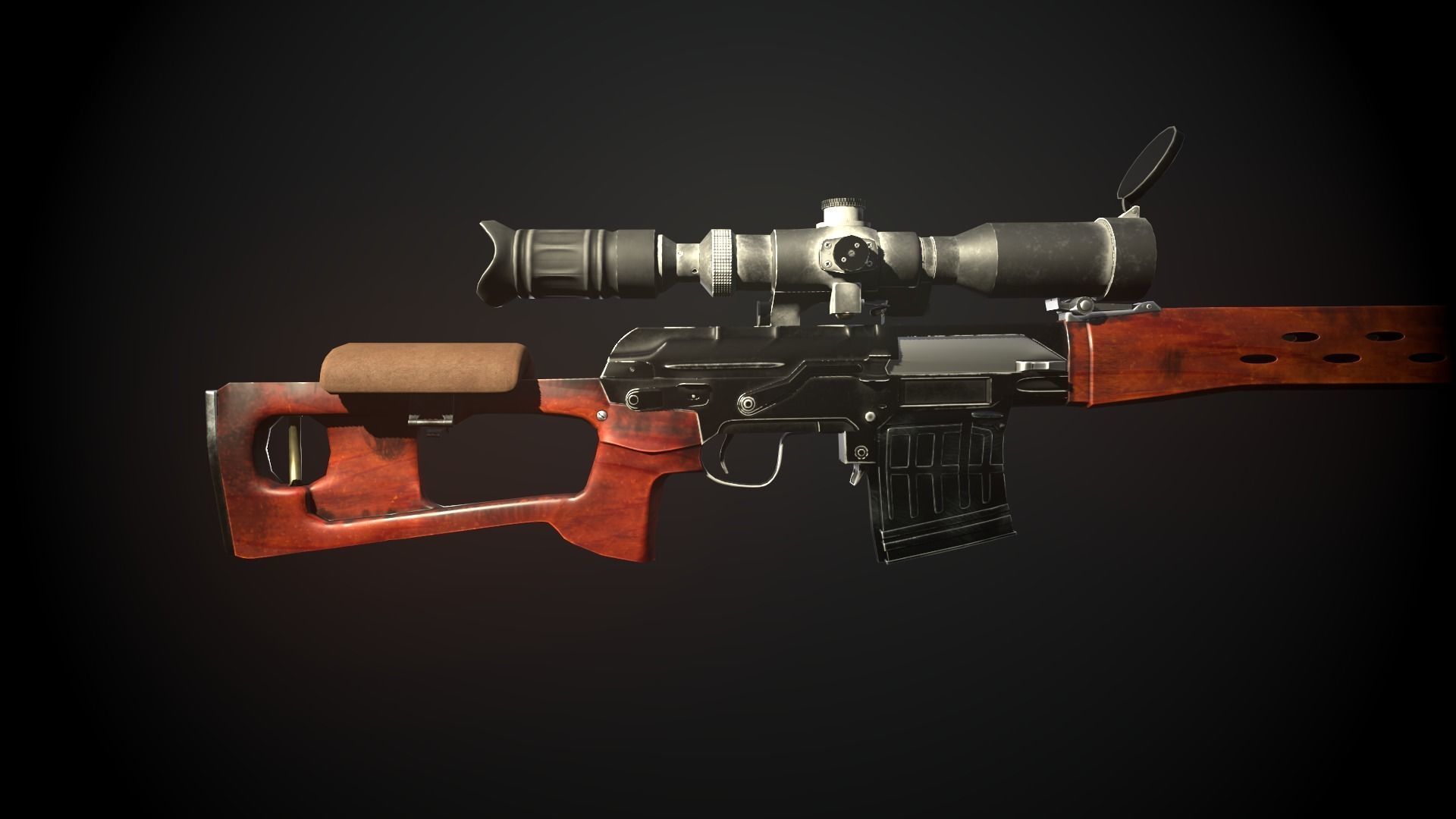 Dragunov Sniper Rifle Low-poly 3D model_4