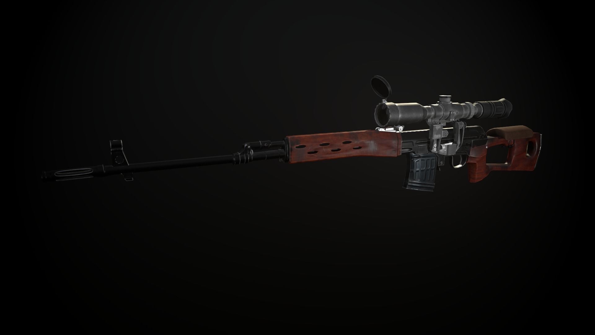 Dragunov Sniper Rifle Low-poly 3D model_12