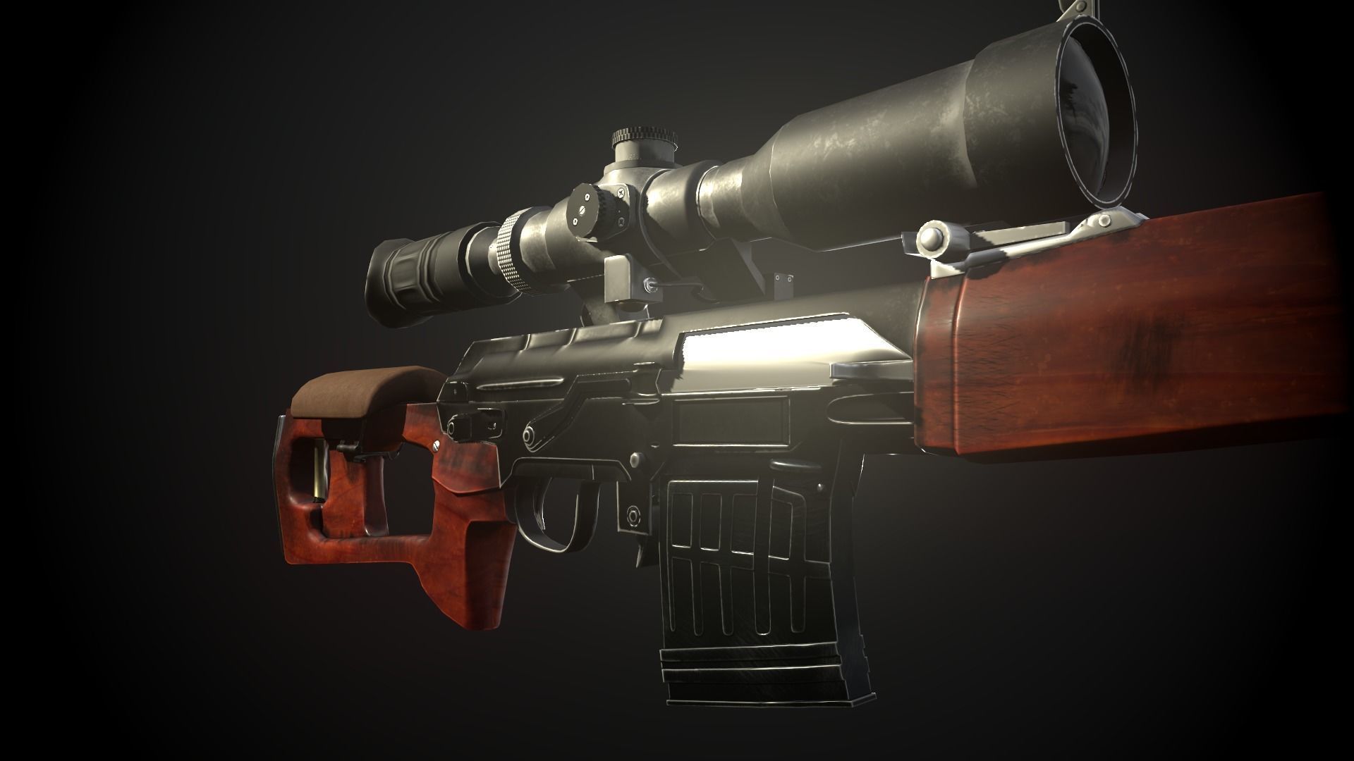 Dragunov Sniper Rifle Low-poly 3D model_8