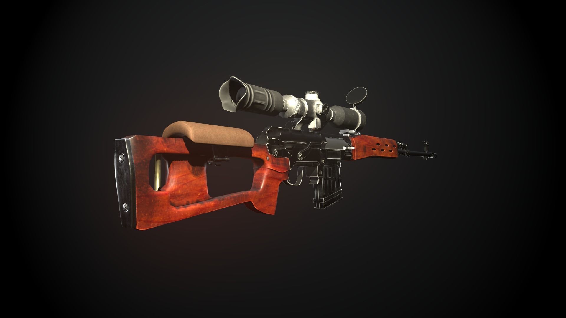 Dragunov Sniper Rifle Low-poly 3D model_3