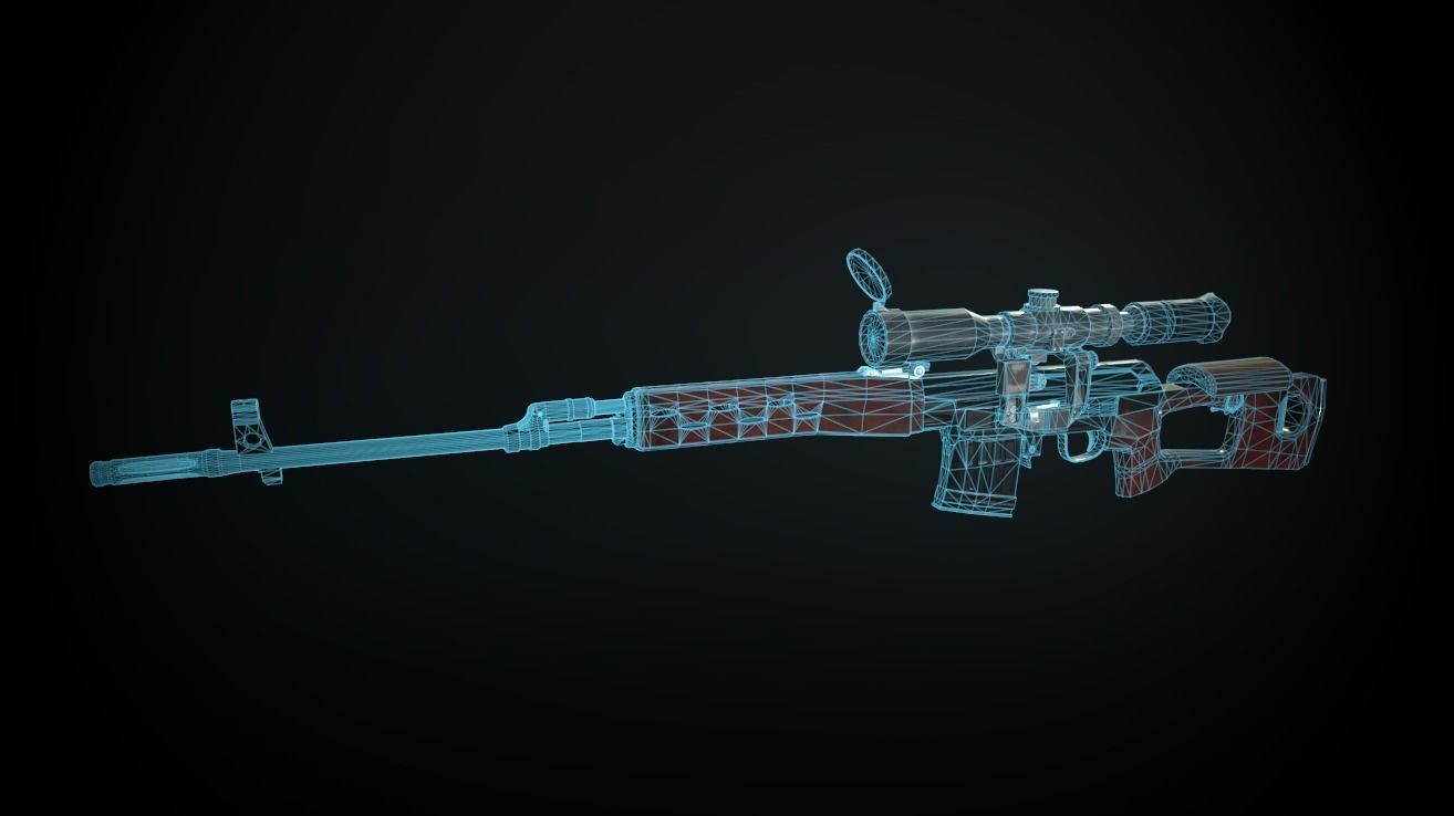 Dragunov Sniper Rifle Low-poly 3D model_9