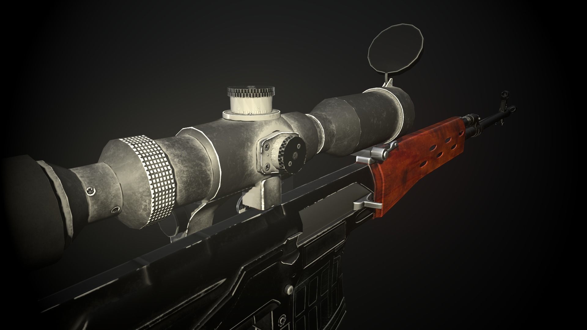 Dragunov Sniper Rifle Low-poly 3D model_7