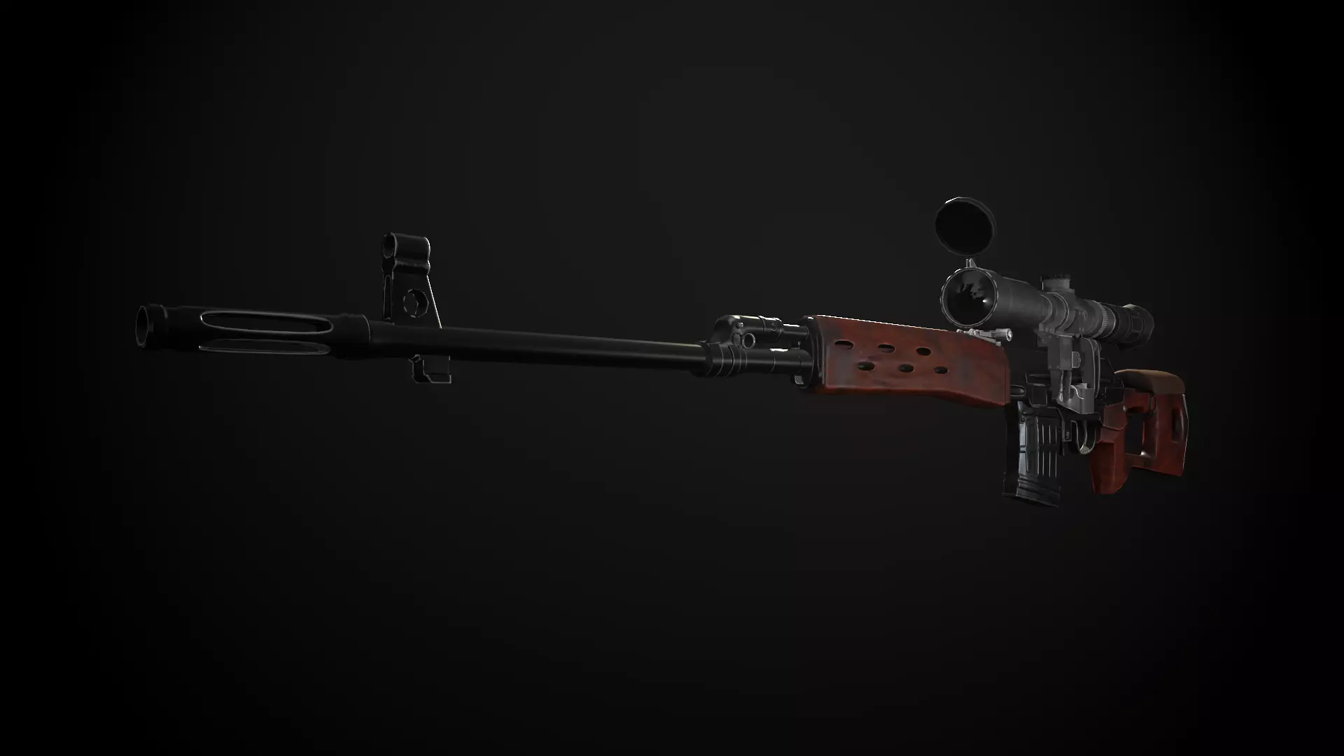 Dragunov Sniper Rifle Low-poly 3D model_0