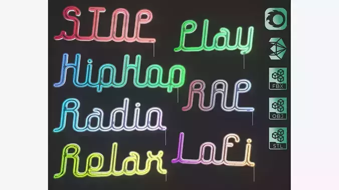 Detailed Words Neon Banners set 02