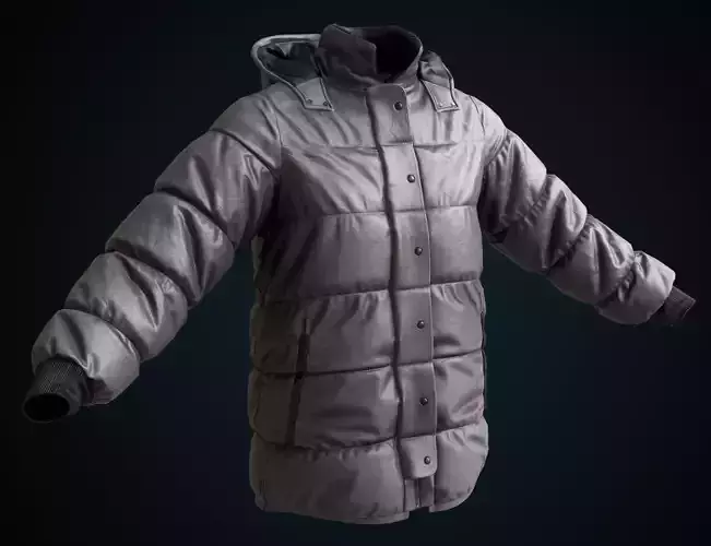Gray winter jacket Low-poly 3D model