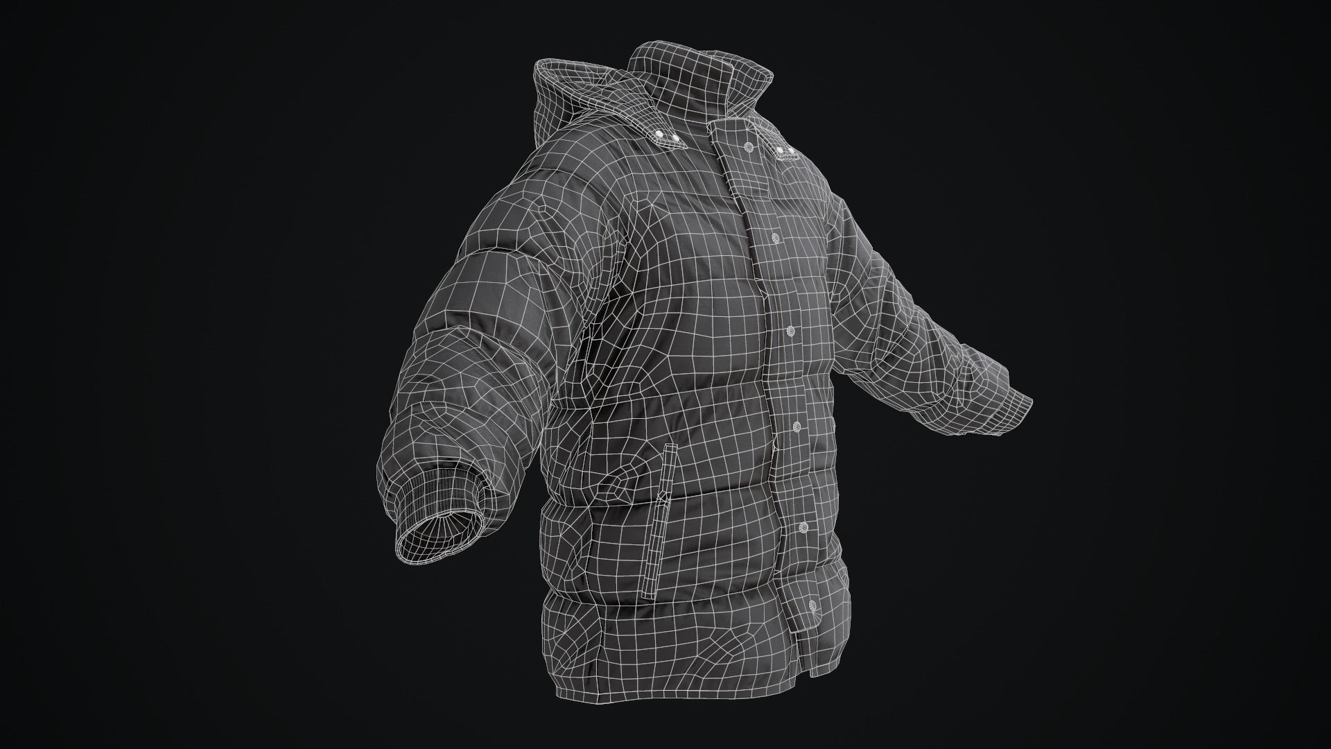 Red winter jacket Low-poly 3D model_23