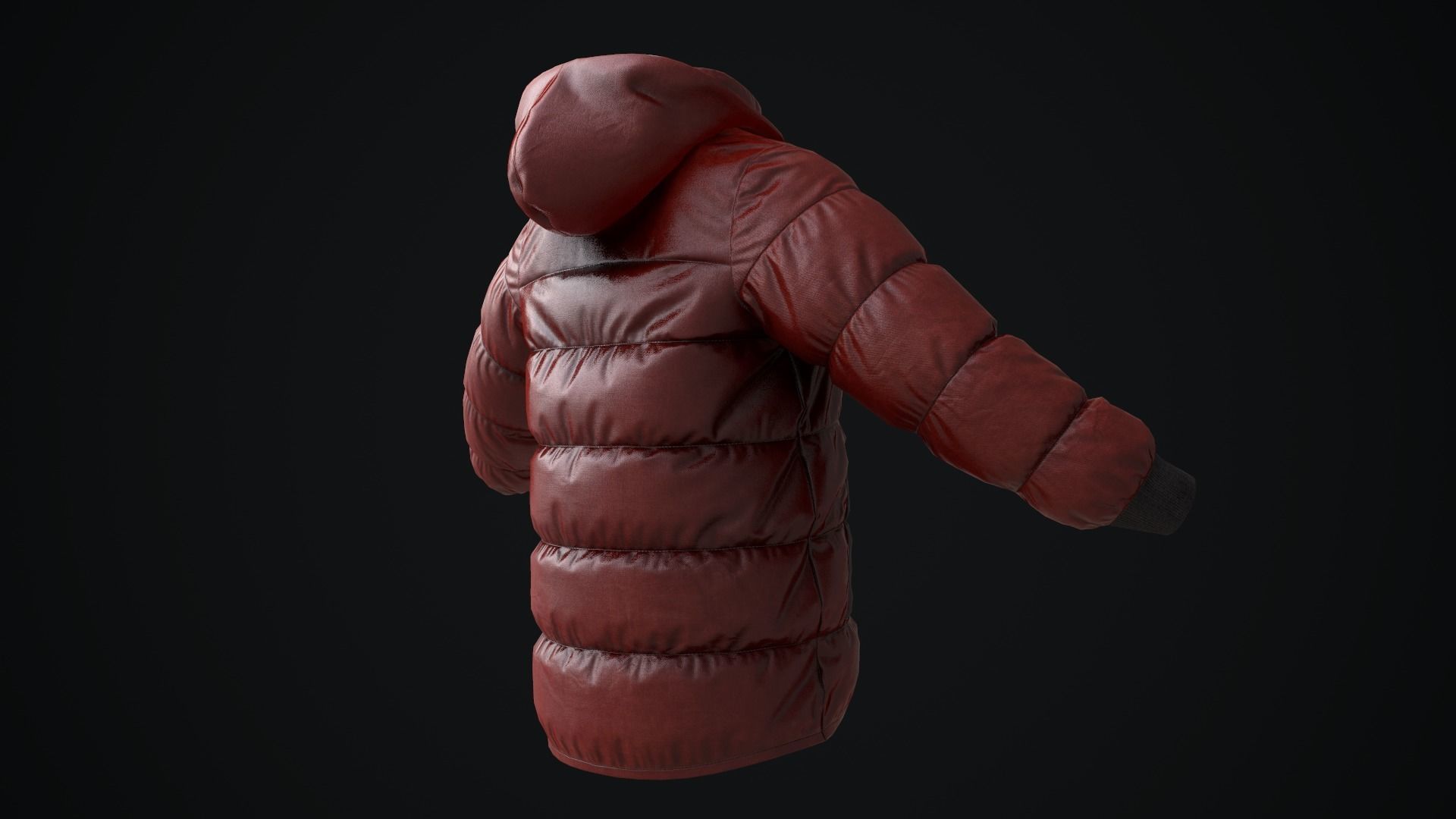 Red winter jacket Low-poly 3D model_7