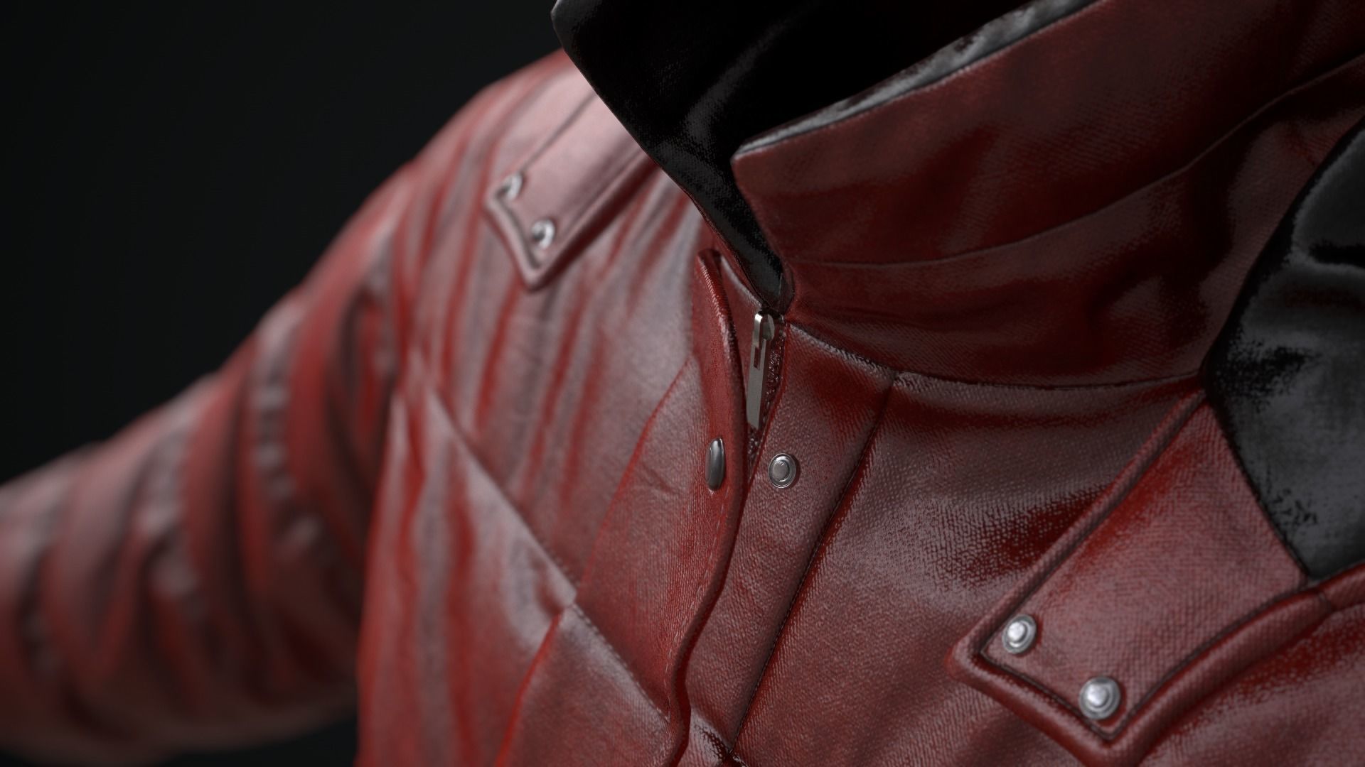 Red winter jacket Low-poly 3D model_11