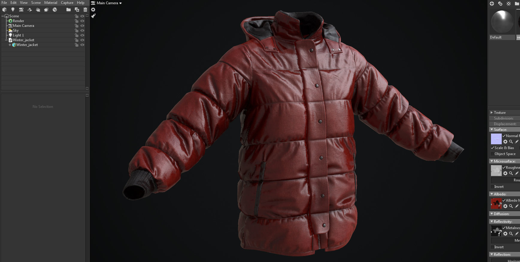 Red winter jacket Low-poly 3D model_28