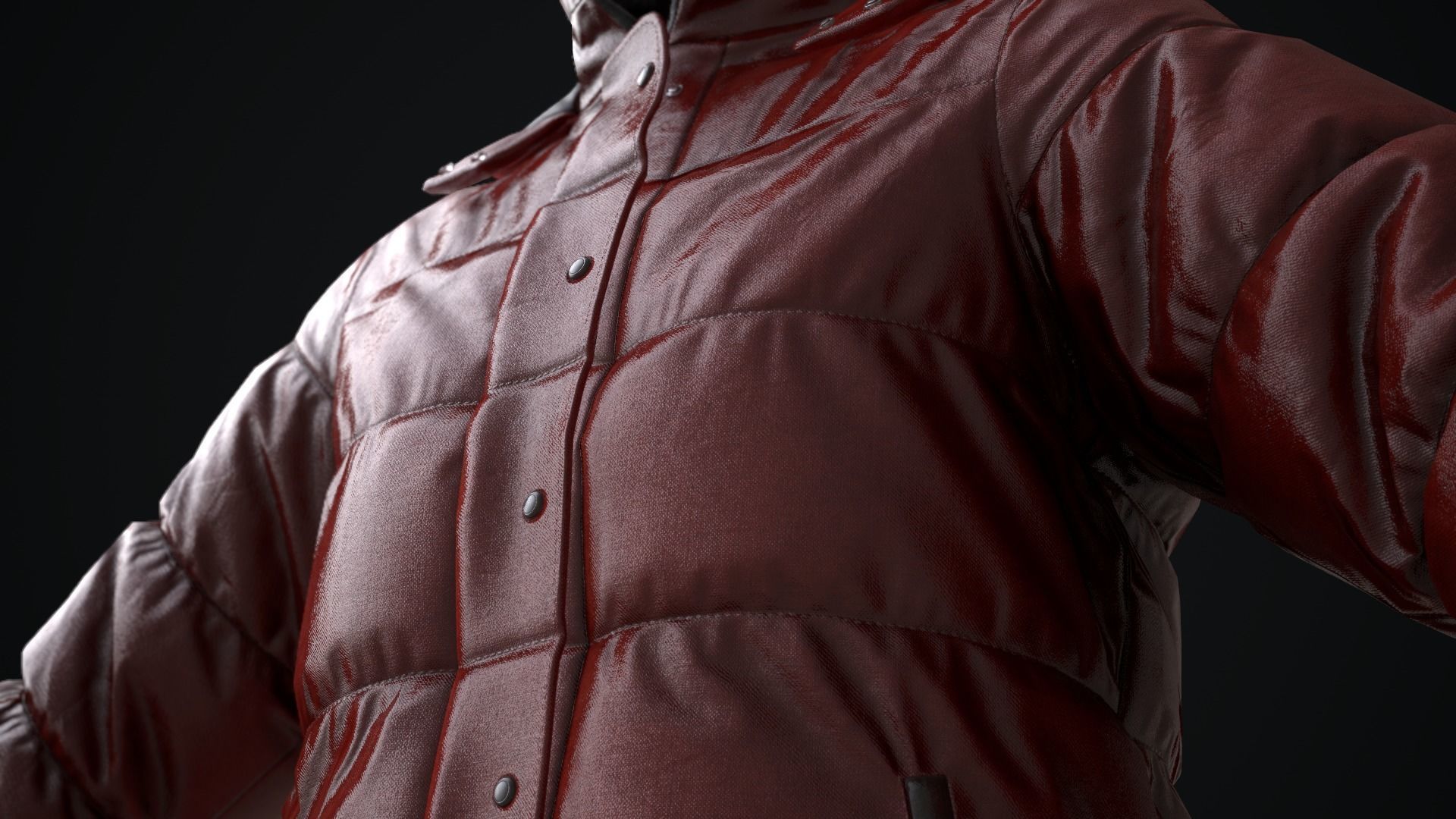 Red winter jacket Low-poly 3D model_12