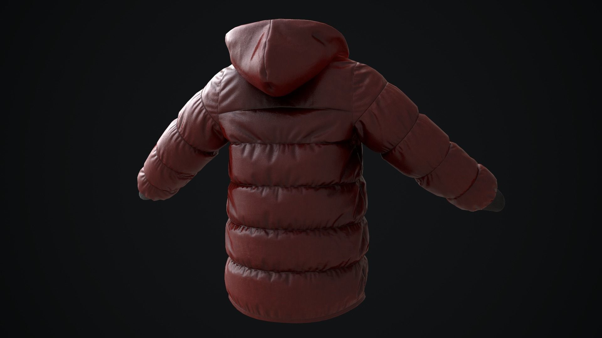 Red winter jacket Low-poly 3D model_6