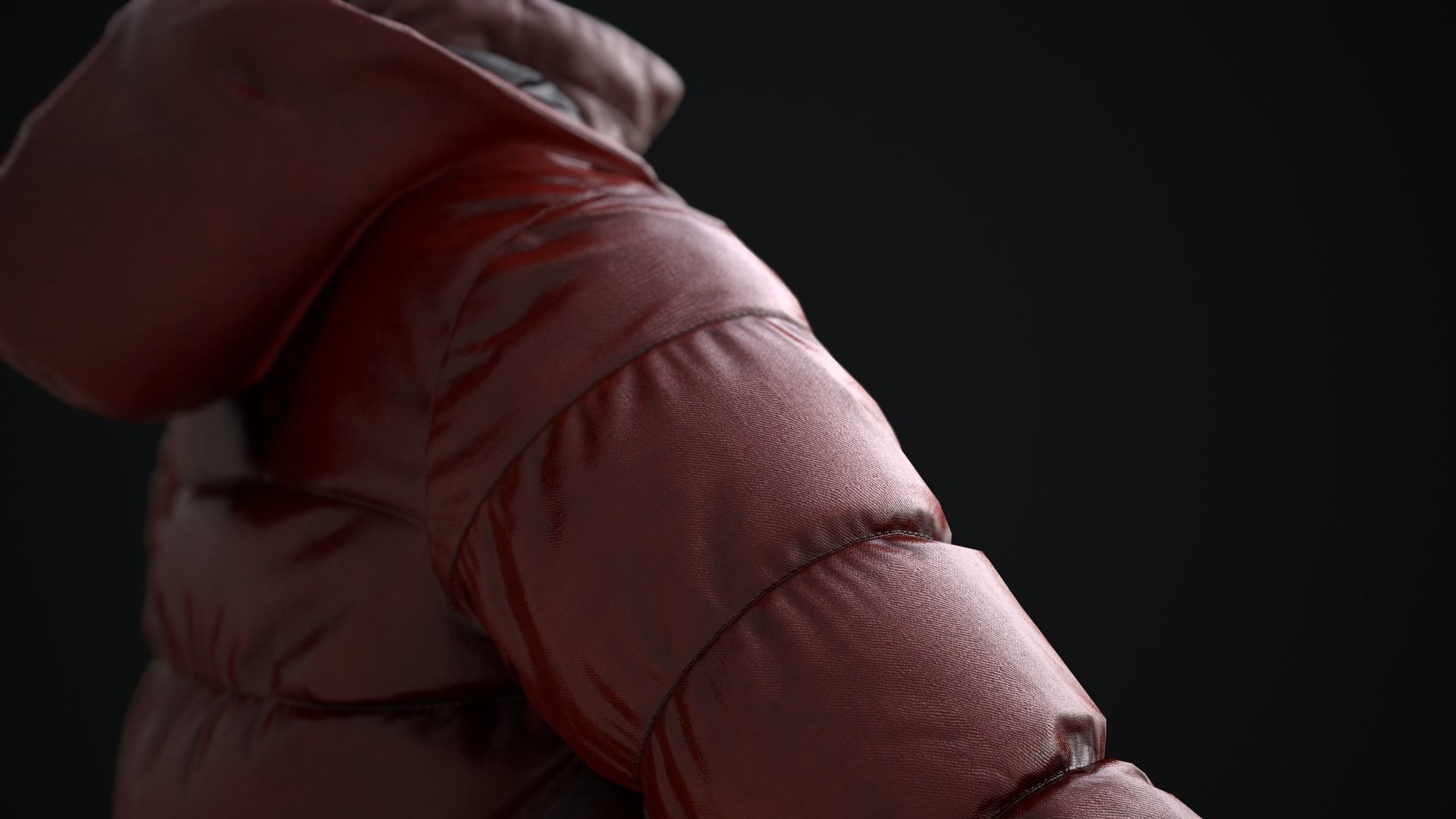 Red winter jacket Low-poly 3D model_16