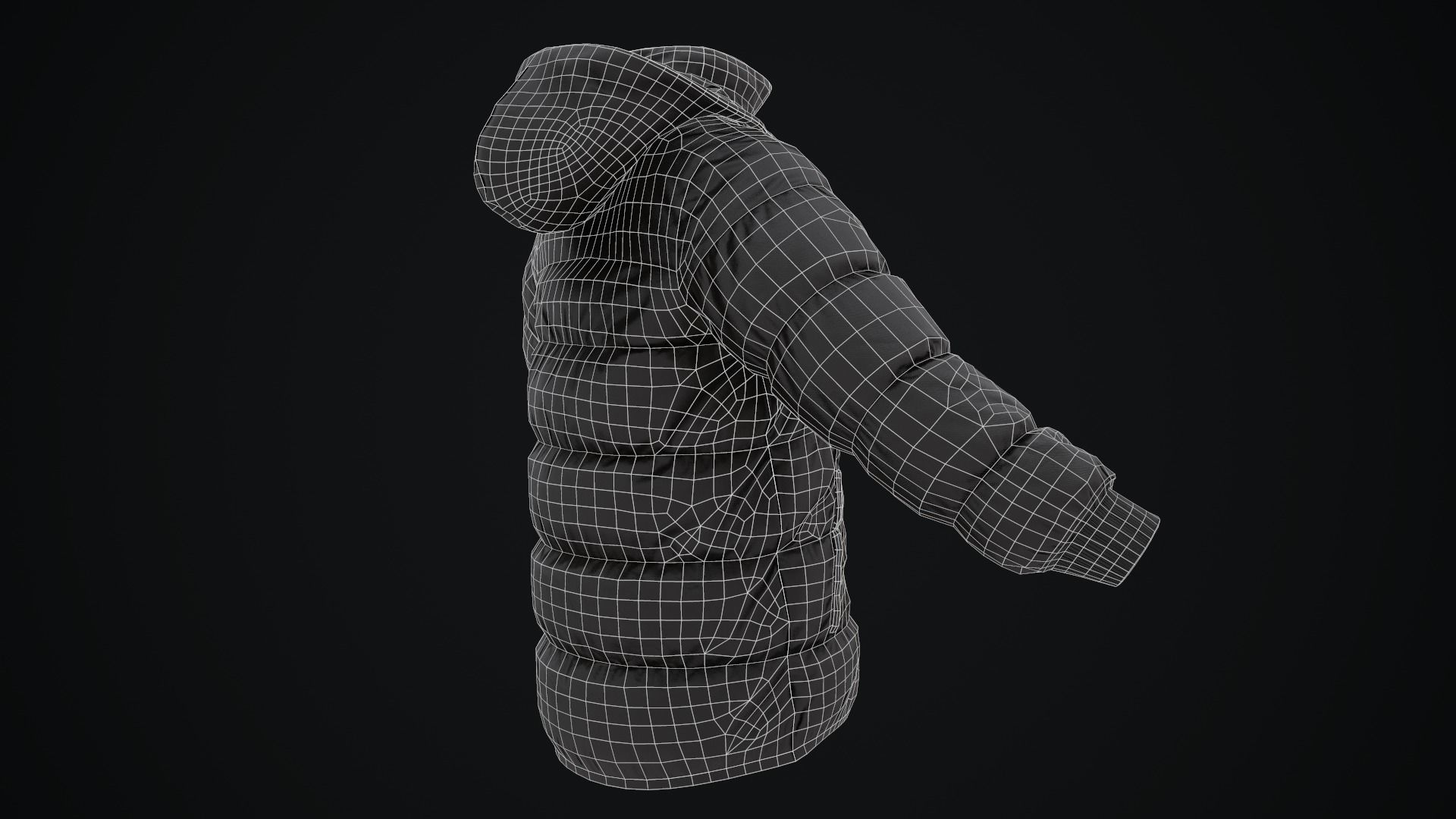 Red winter jacket Low-poly 3D model_22