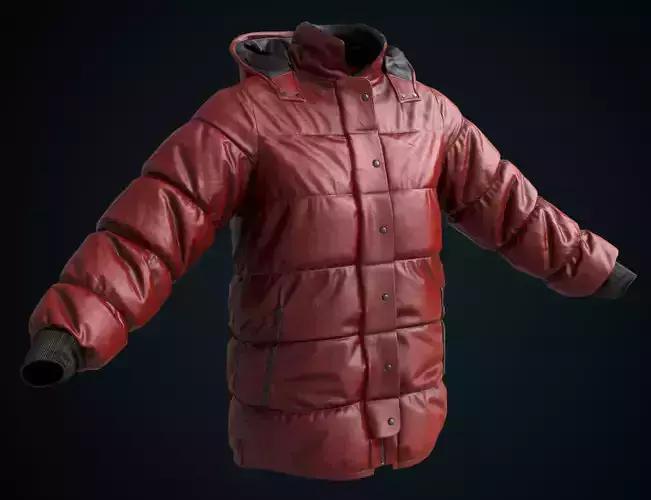 Red winter jacket Low-poly 3D model