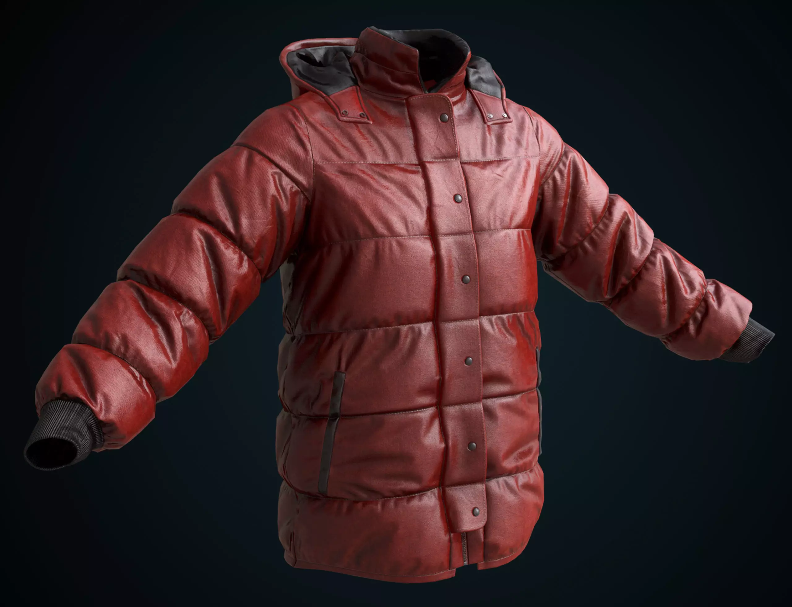 Red winter jacket Low-poly 3D model_0