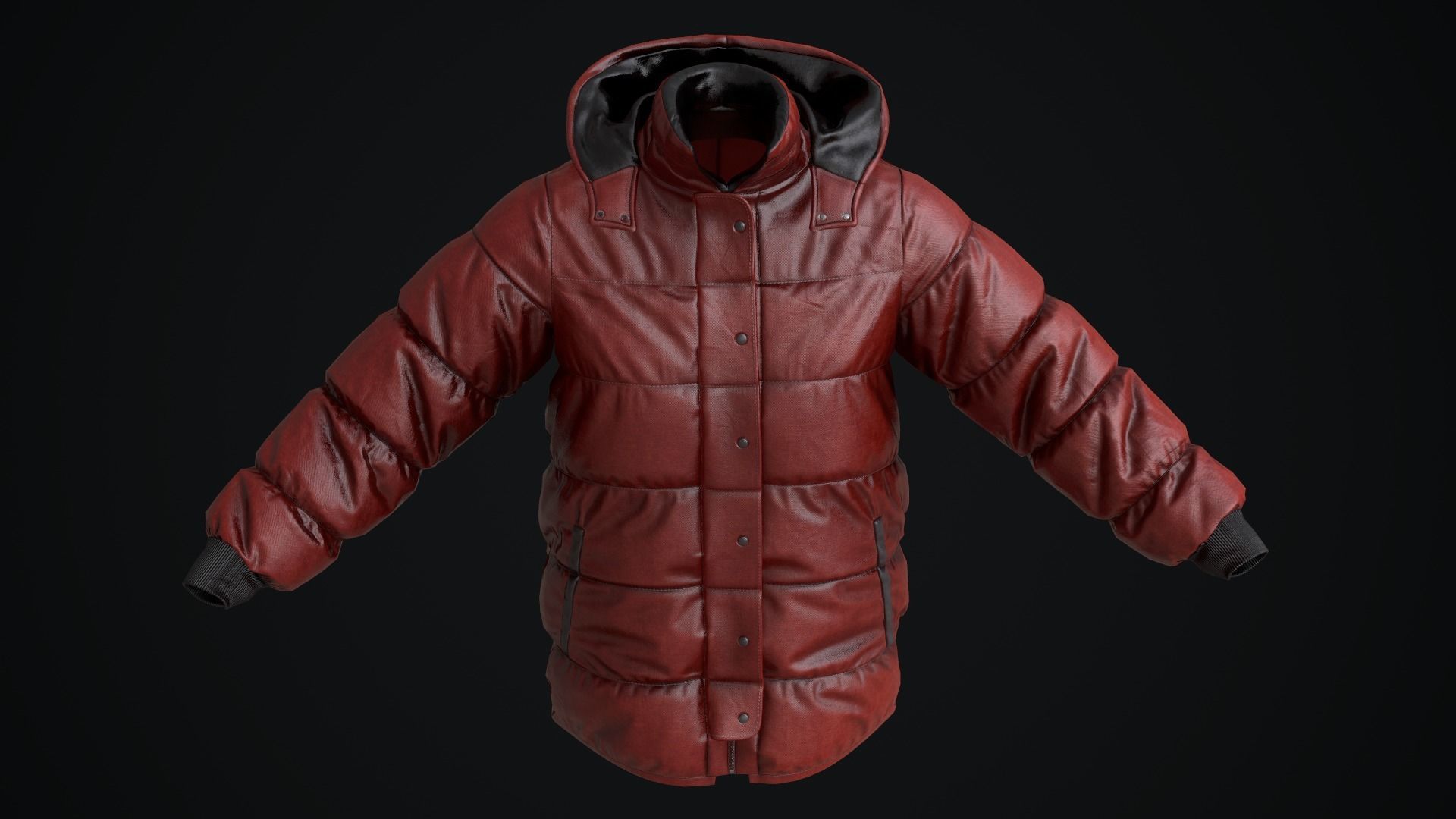 Red winter jacket Low-poly 3D model_17