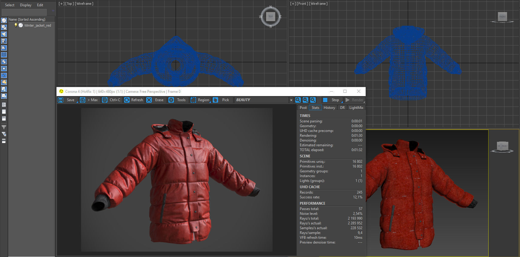 Red winter jacket Low-poly 3D model_29