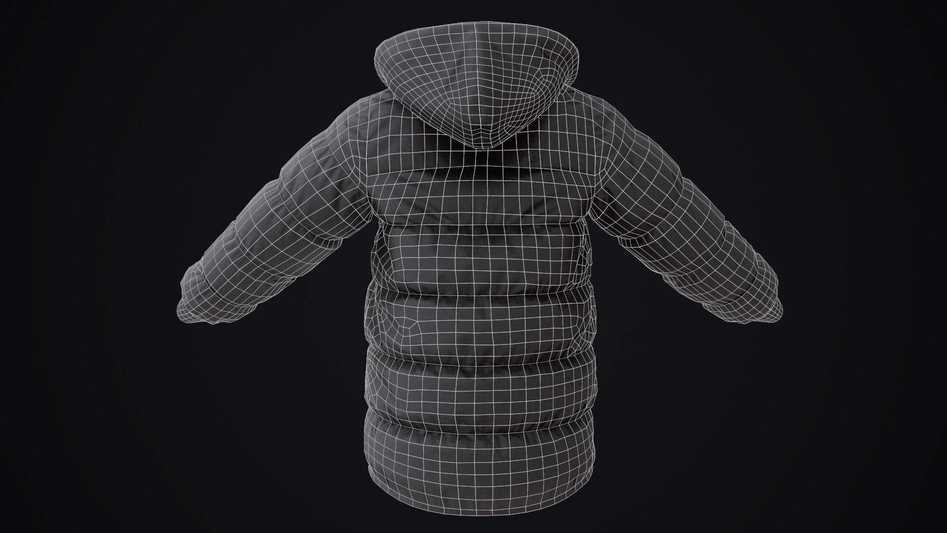 Red winter jacket Low-poly 3D model_21