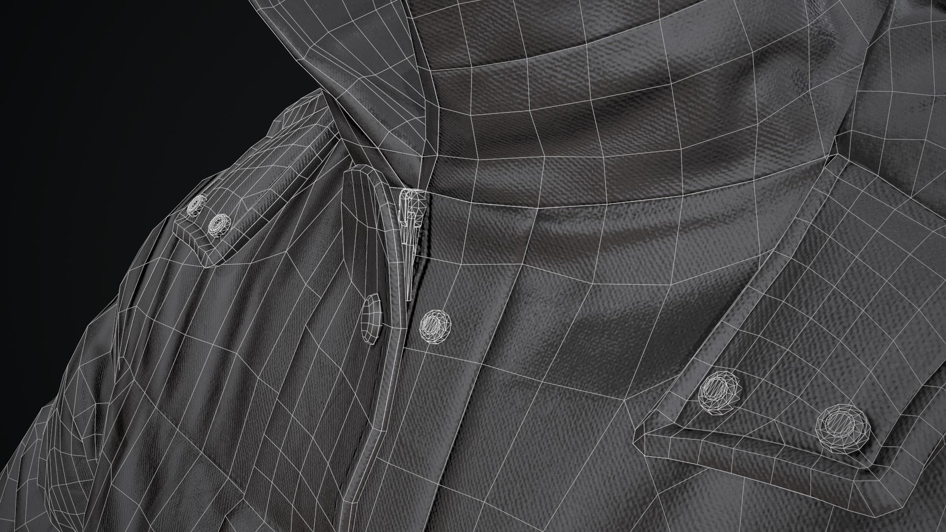 Red winter jacket Low-poly 3D model_25