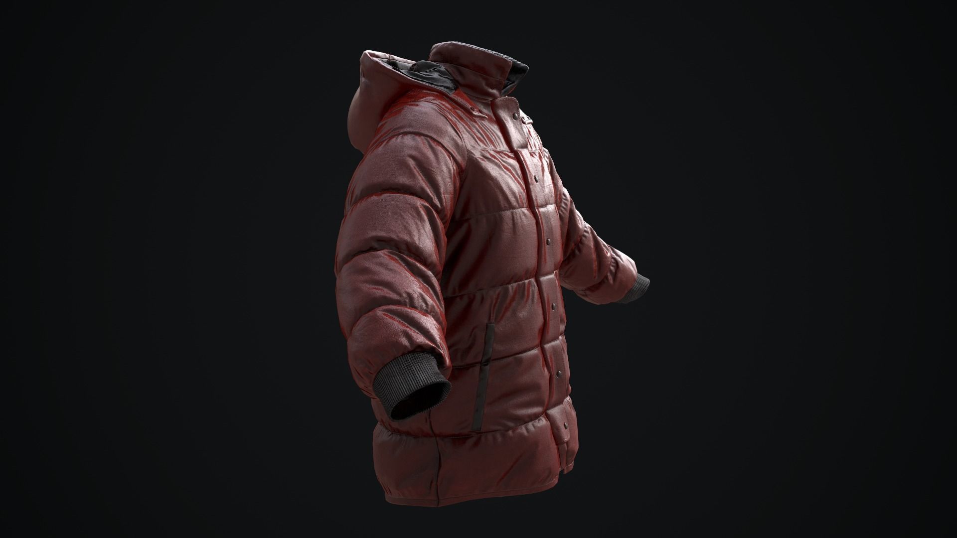 Red winter jacket Low-poly 3D model_8
