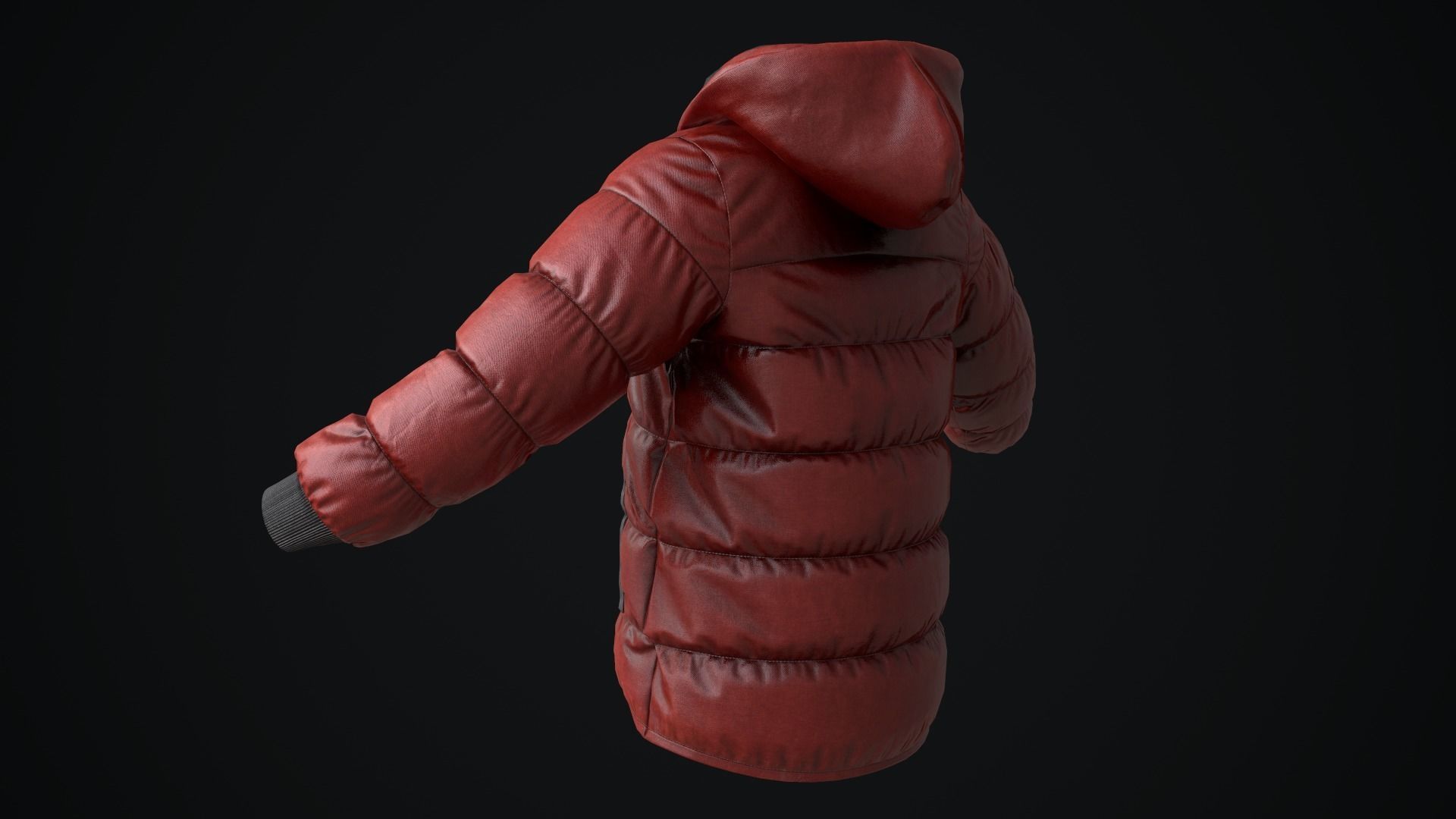 Red winter jacket Low-poly 3D model_5