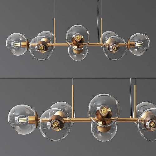  8 Light Staggered Glass Chandelier 3D model
