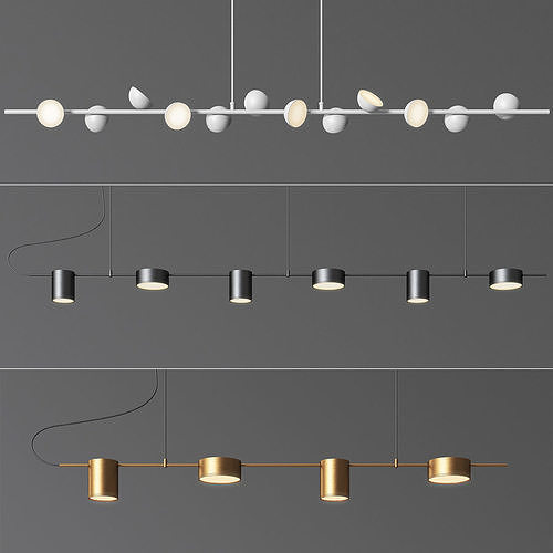 Linear Suspension Chandelier Collection 3D model