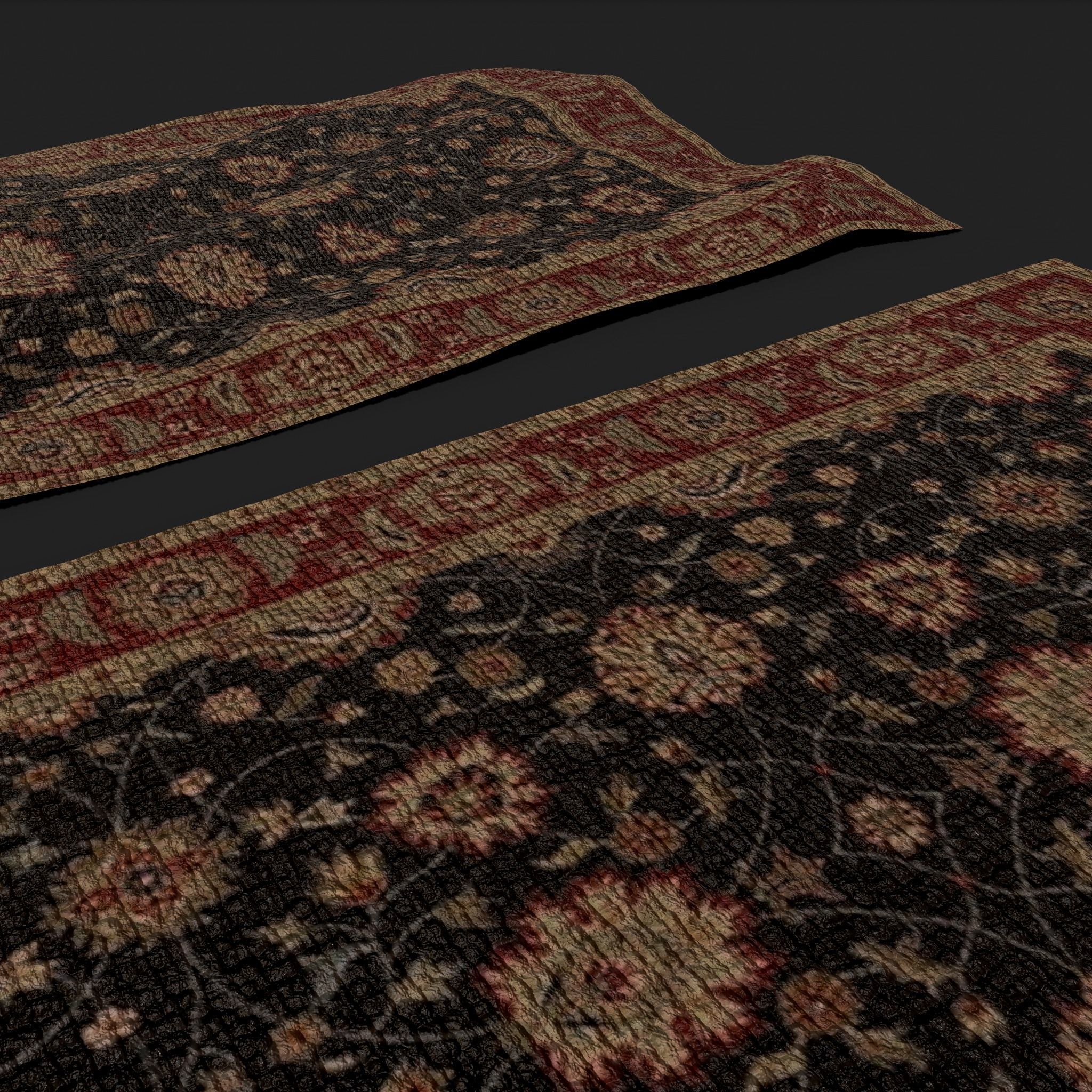 Medieval Style Flower Tapestry Low-poly 3D model_14