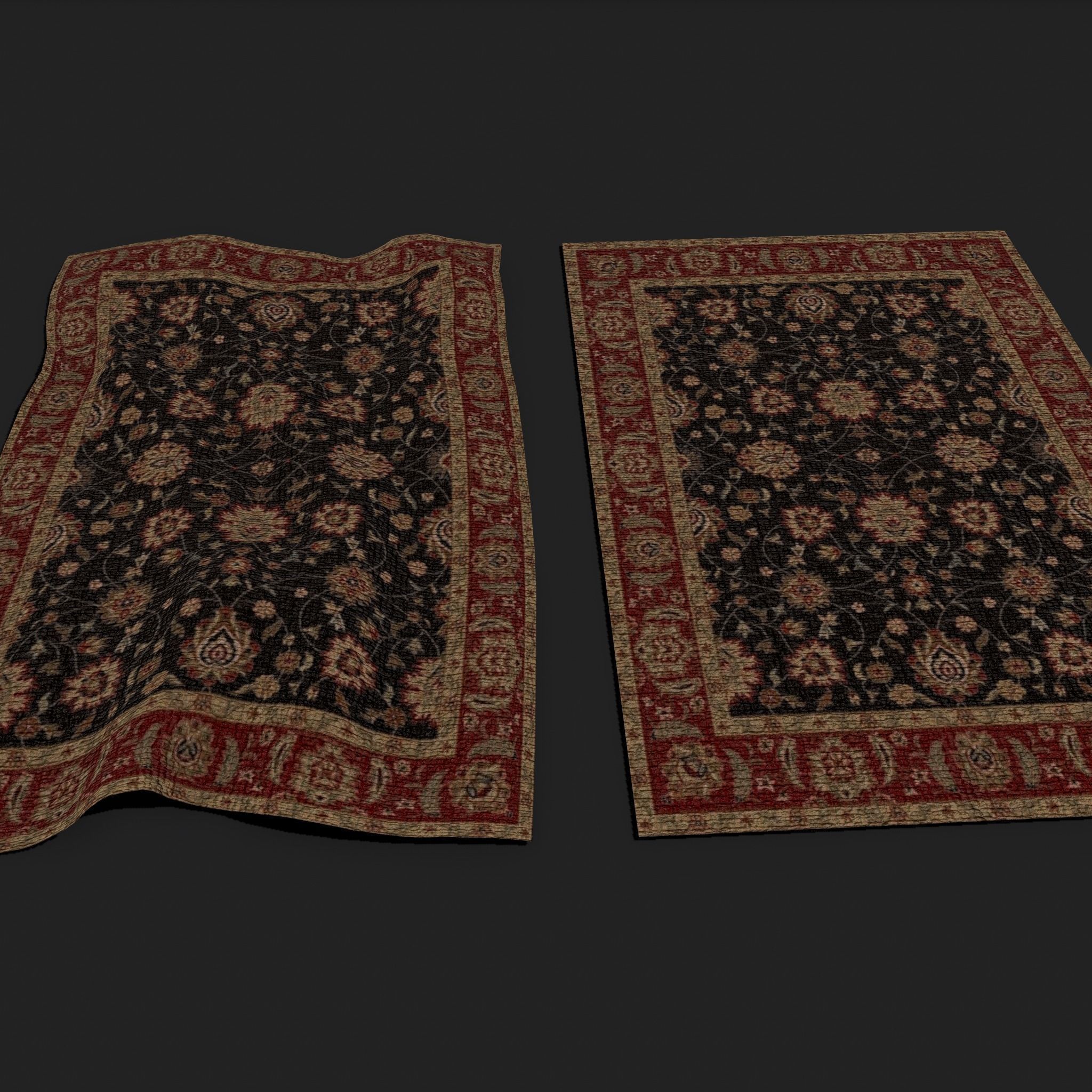 Medieval Style Flower Tapestry Low-poly 3D model_20