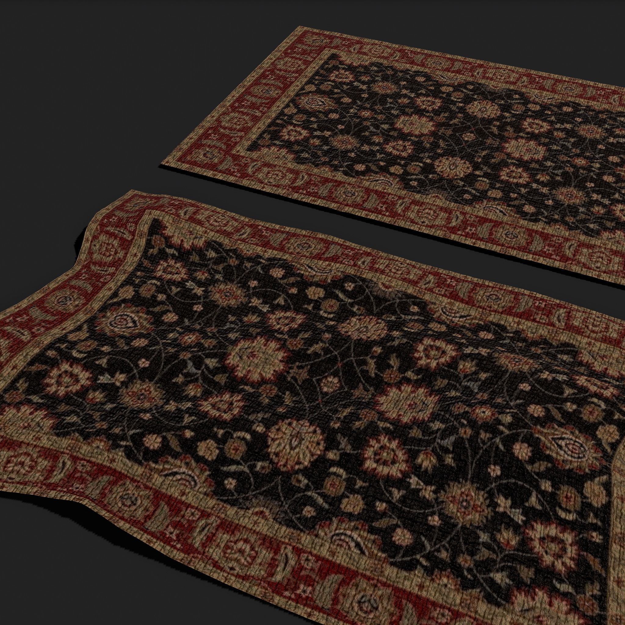 Medieval Style Flower Tapestry Low-poly 3D model_11