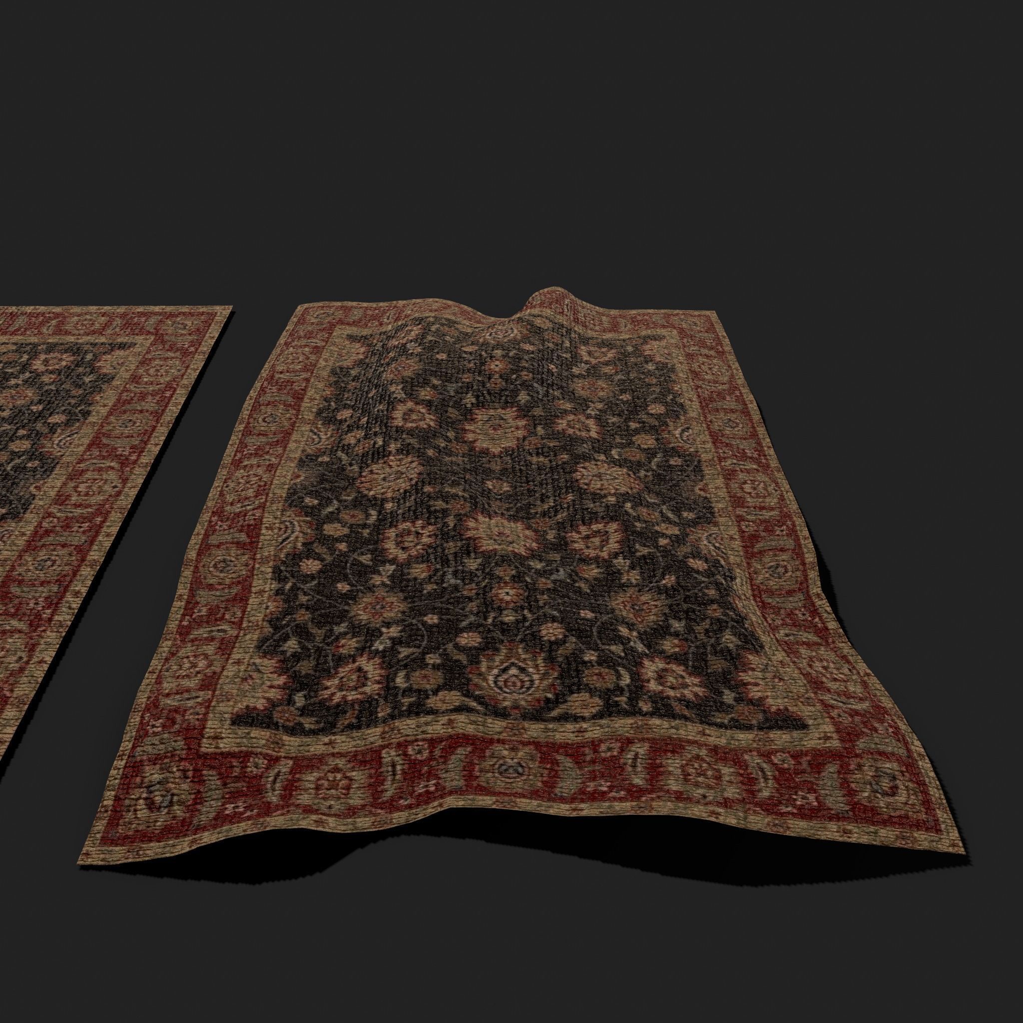 Medieval Style Flower Tapestry Low-poly 3D model_15