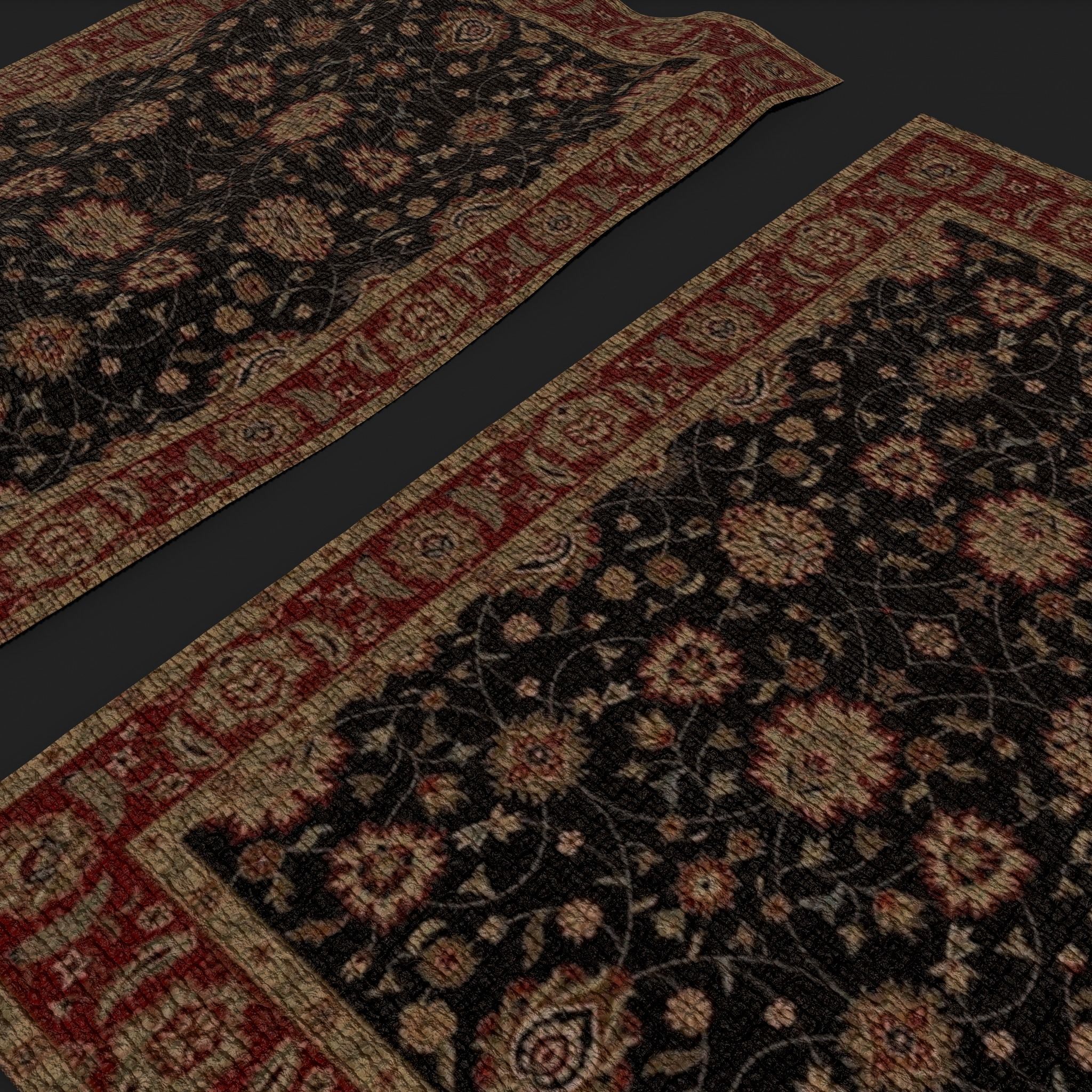 Medieval Style Flower Tapestry Low-poly 3D model_6