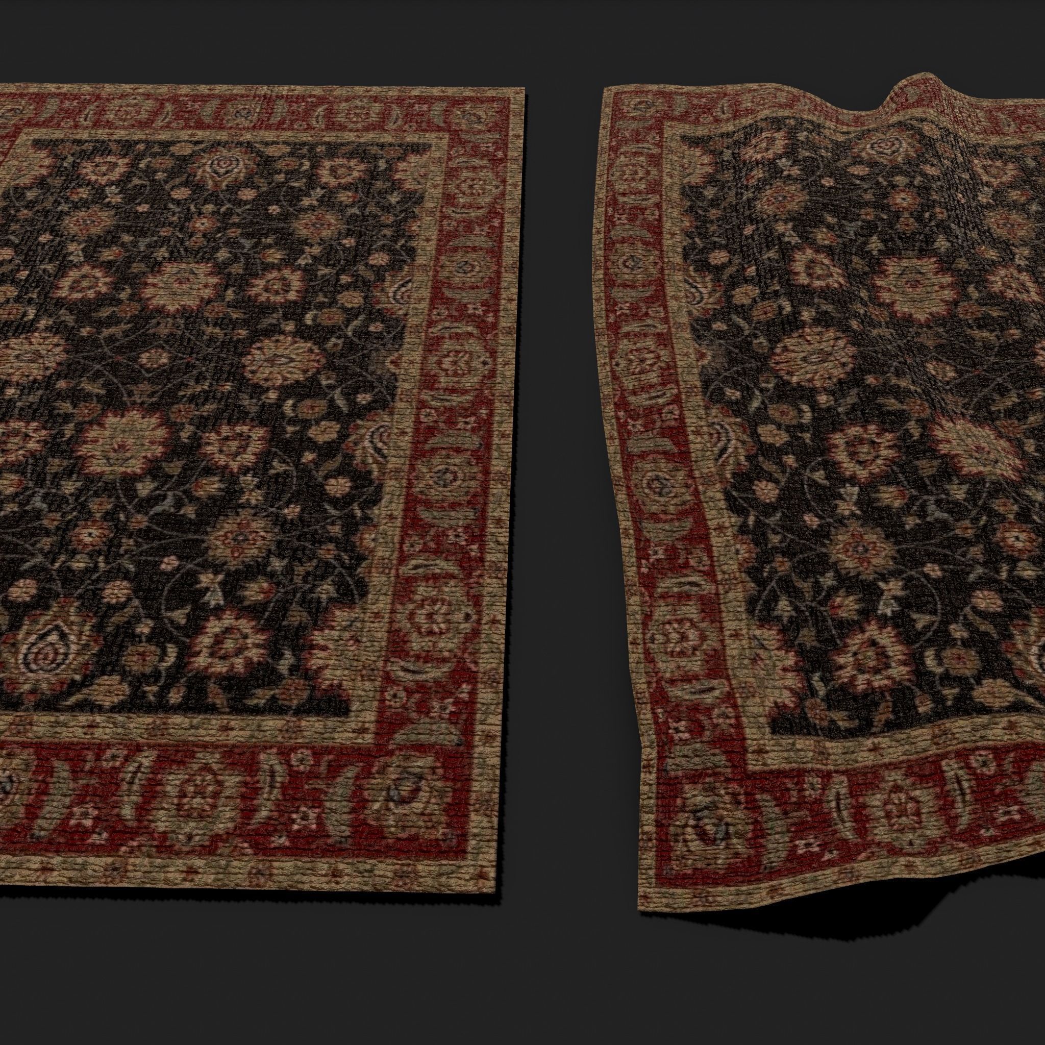 Medieval Style Flower Tapestry Low-poly 3D model_7
